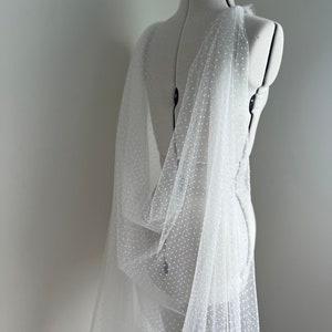 Faith Flocked Spot Tulle Cape | Dot Veil Cape | textured cape| Veil | bridal cape| Wedding Cape | Off white Wedding Cape