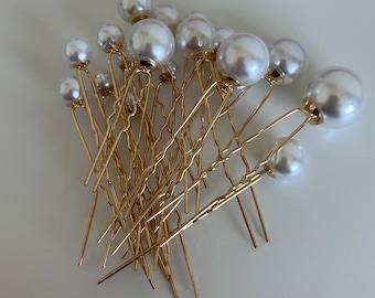 Bridal Pearl Hair Pins Mix 18 Pieces Gold and Silver