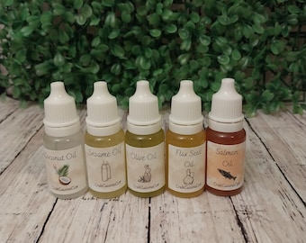 Five Oil Bundle - Salmon, Flax, Coconut, Sesame and Olive Oil - Hermit Crab Food - 10 ML Bottles