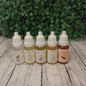 Five Oil Bundle - Salmon, Flax, Coconut, Sesame and Olive Oil - Hermit Crab Food - 10 ML Bottles