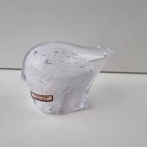 Polar bear figurine, Mantorp Sweden, Vintage bear figurine, Art glass figurine, White polar bear glass