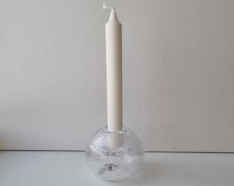 Laxa Glashytta handmade glass candle stick holder, Handmade in Sweden, glass candle holder