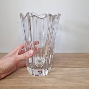 Orrefors Vase Vintage signierte Kristallvase Signierte schwedische Vase Orrefors Corona Vase