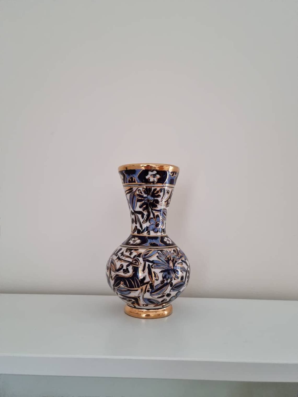 greek pottery vase Blue and white vase Icaros pottery Etsy