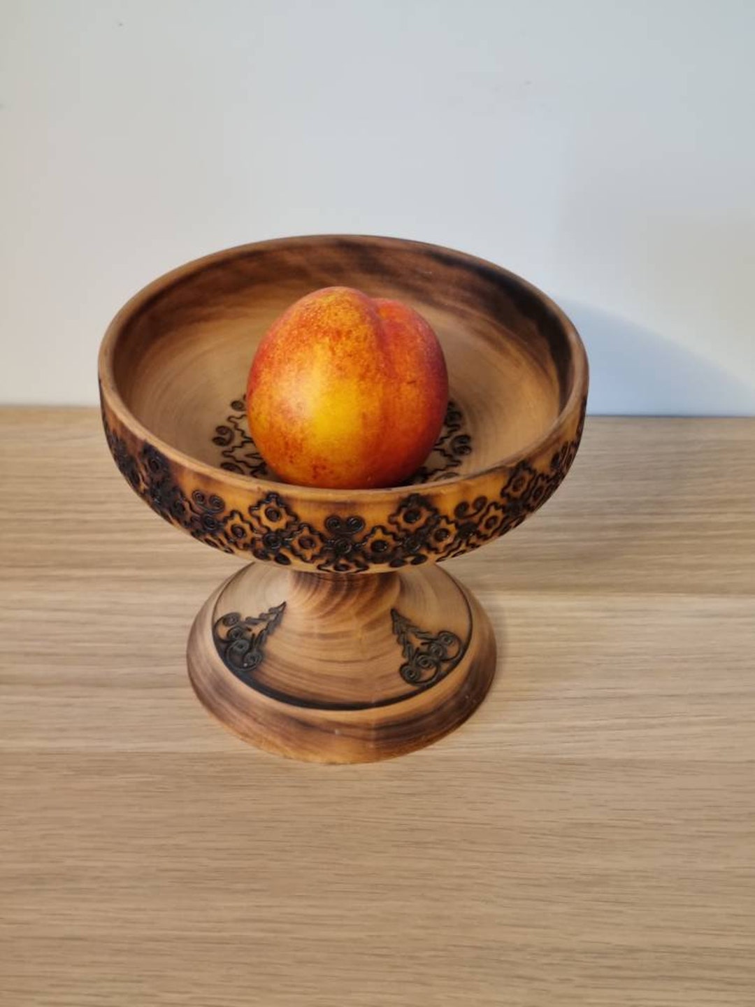 Wooden Fruit Bowl Footed Wooden Bowl Hand Made Wood Bowls Wood Etsy