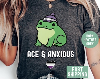 Asexual Frog Shirt, Ace & Anxious Pride T-Shirt, Ace Visibility Tee, Kawaii Frog Shirt, Asexual Flag Shirt, LGBTQ Gift, Cute Ace Shirt