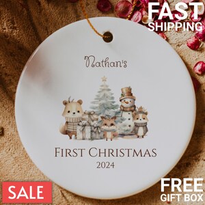 Personalized Baby&#39;s First Christmas Ornament 2024, Baby Personalized Christmas Ornaments, Custom Babys 1st Christmas Ornament,