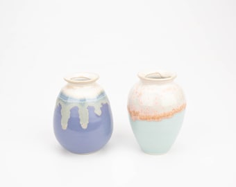 Fancy mini size handmade ceramic vase, minimalist decorative vase, dry flower vase, dripping glazing pottery vase, super natural neck