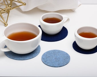 Natural Wool Felt Coaster, Minimalist Drink Coaster, Housewarming Gift