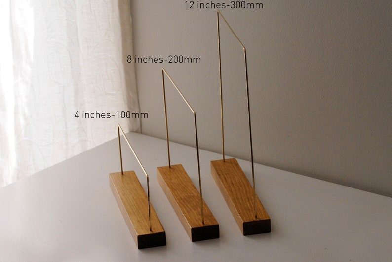 Thin necklace rack, slim brass and wood jewelry stand, modern minimalist necklace earring storage display, boutique jewelry display stand image 5