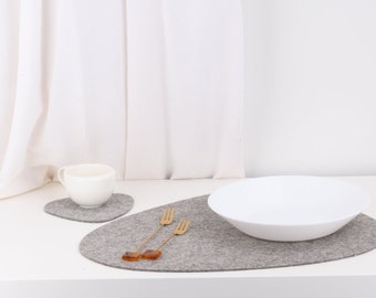 Large pebble shape 3mm 100% natural wool felt table mat, waterproof mat, minimalism dining mat, home decor, house warming gift, tabledecor