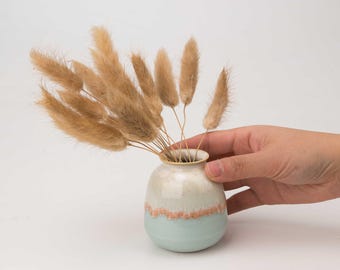 Handmade Mini Ceramic Vase: Dripping Glaze Pottery, Dry Flower Vase