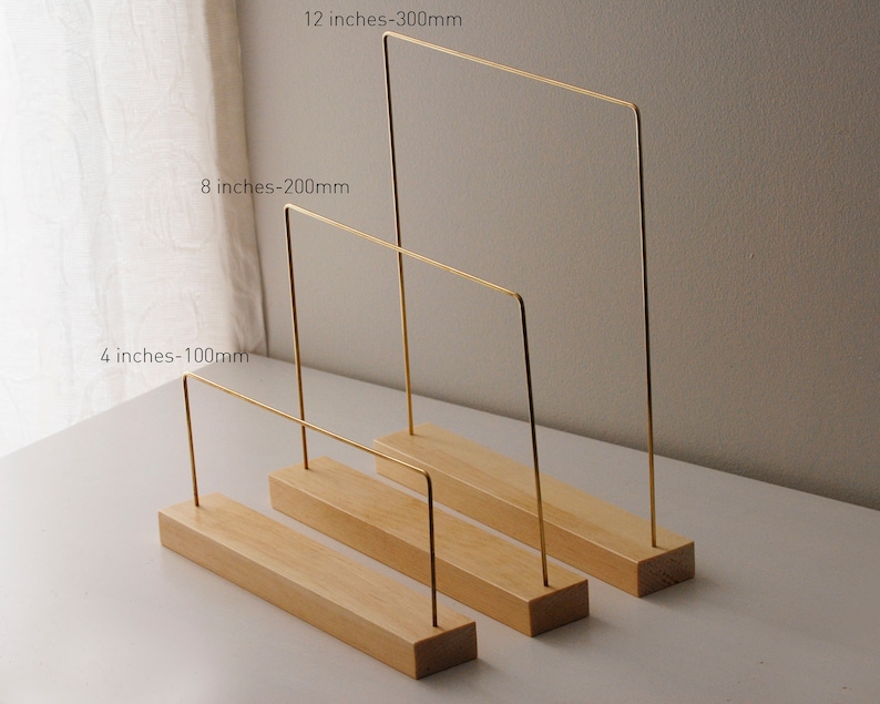 Thin necklace rack, slim brass and wood jewelry stand, modern minimalist necklace earring storage display, boutique jewelry display stand image 6