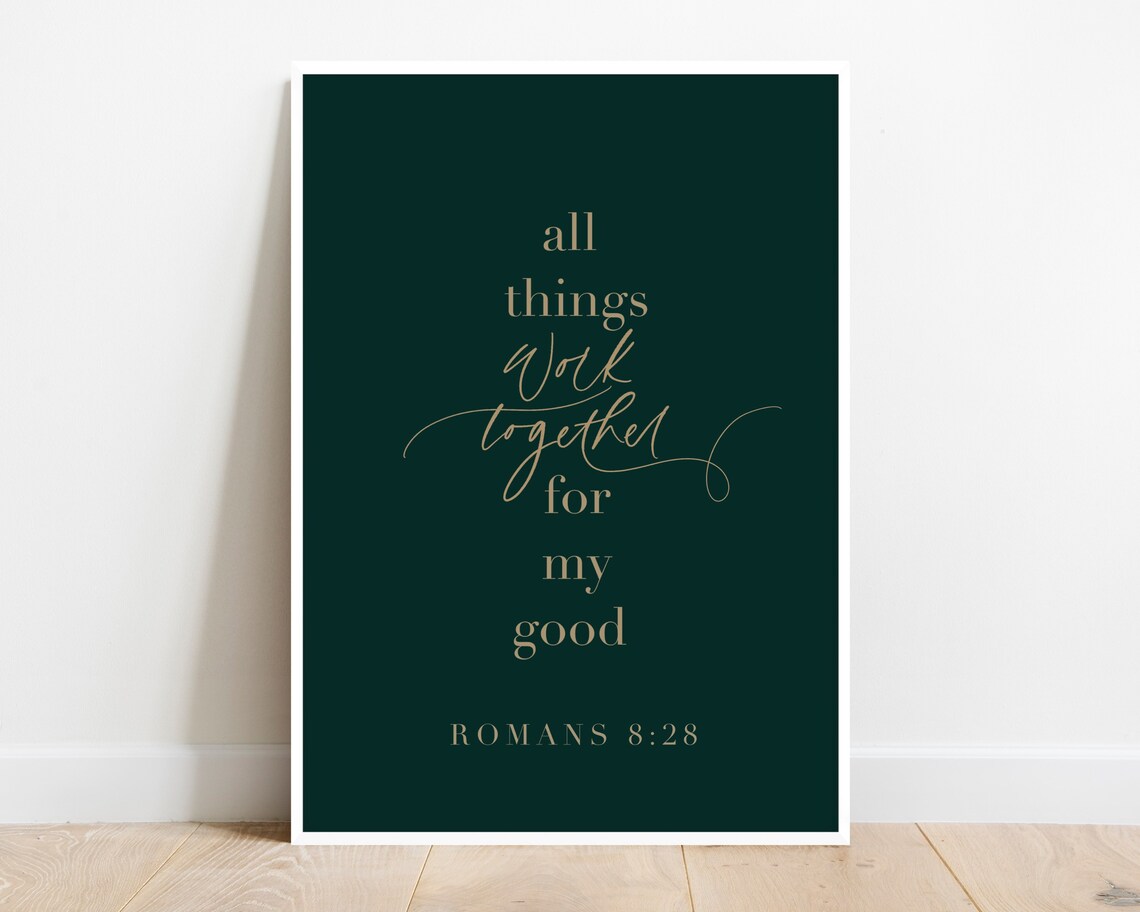 Romans 8:28 Bible Verse Printable Wall Art, All Things Work Together ...
