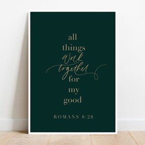 Romans 8:28 Bible Verse Printable Wall Art, All Things Work Together ...