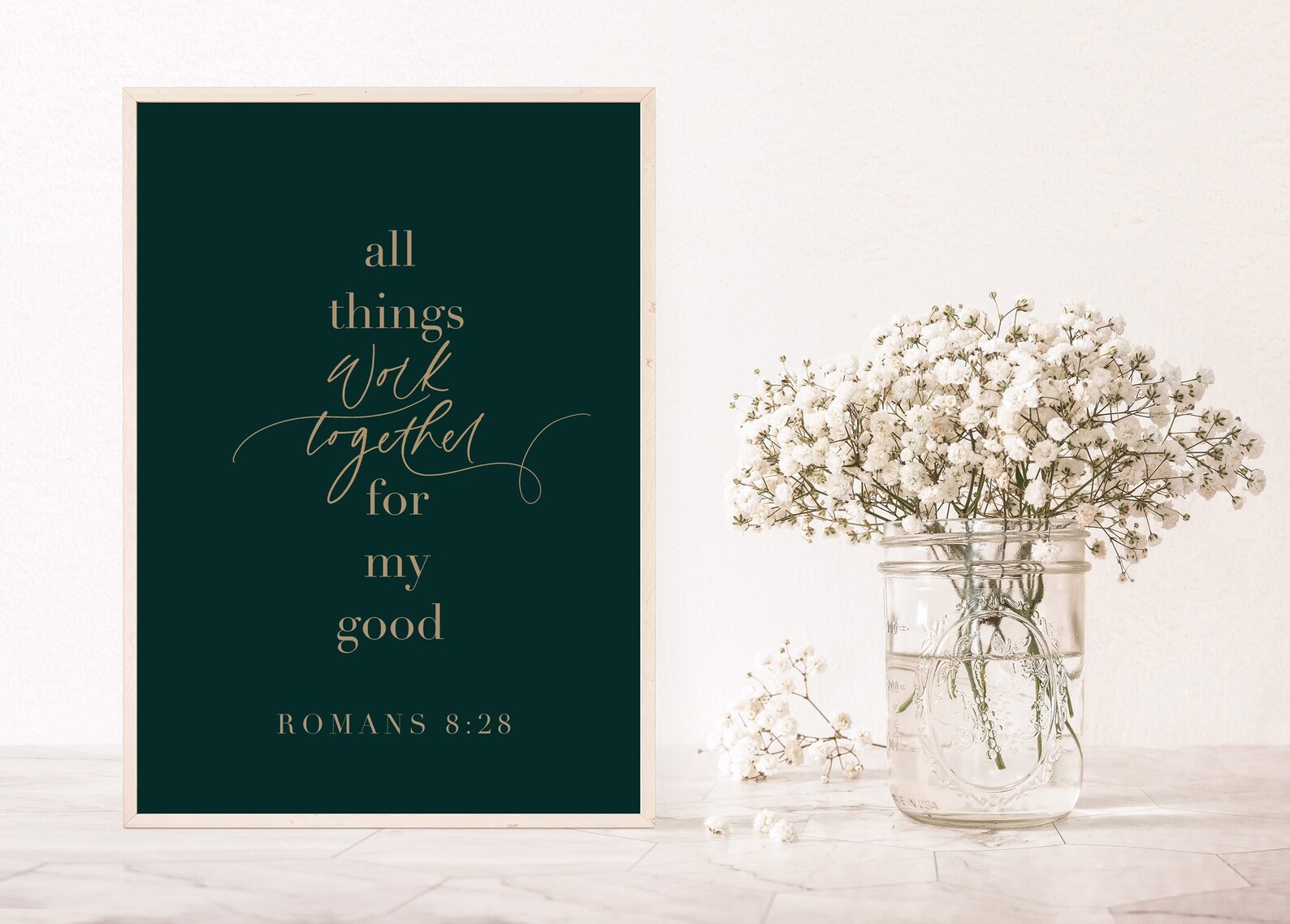 Romans 8:28 Bible Verse Printable Wall Art, All Things Work Together ...