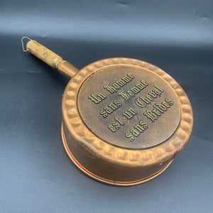 Talking copper saucepan. Kitchen decor. Original gift.