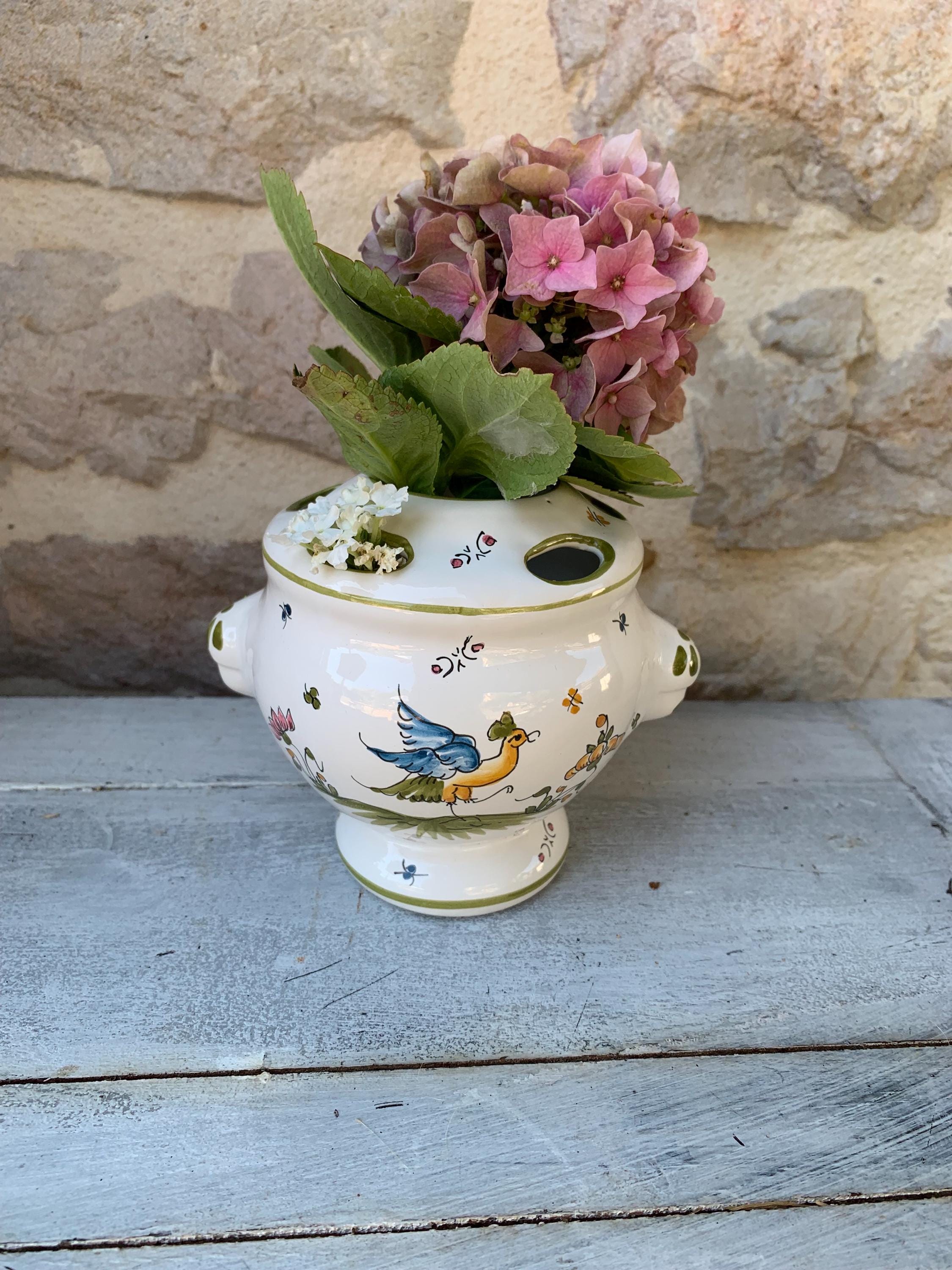 フランス製 ムスティエ（Moustiers）手描き 蓋付き壺／花模様 陶器 Moustiers - Etsy 日本