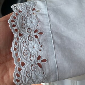 Handmade French antique white cotton skirt with lace hem size S/M. image 4