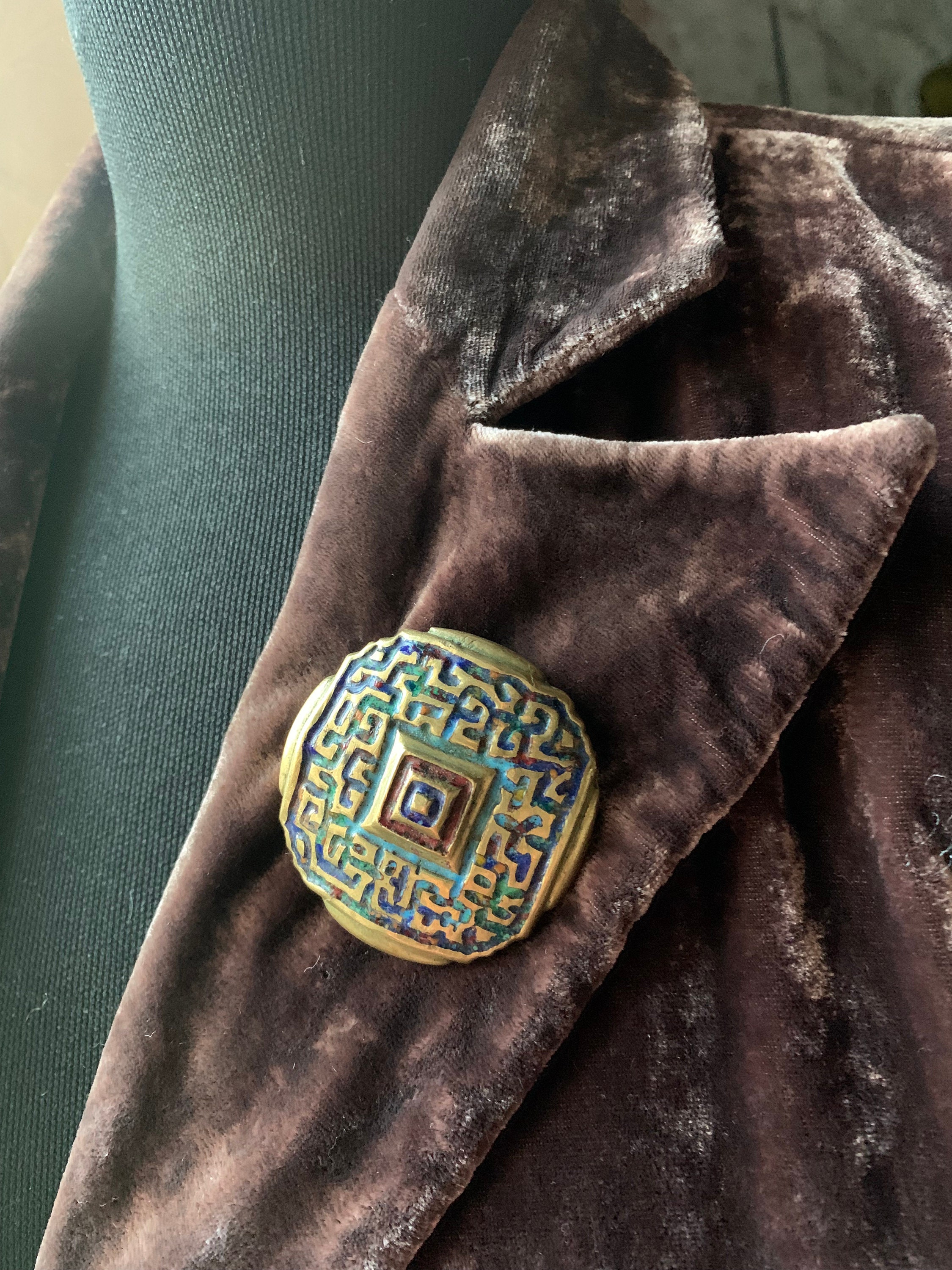 Grande broche vintage Art Déco en laiton pour bouquet de fleurs - France
