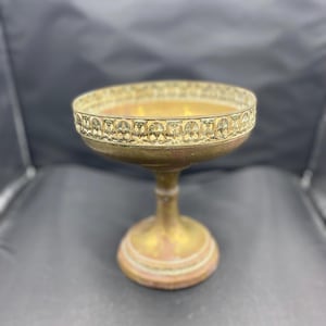 Coupe Ancienne En Porcelaine Rococo - Pied En Laiton/bronze, 24,5 Cm De Haut, Vintage Bavière, Occasion En Bon état