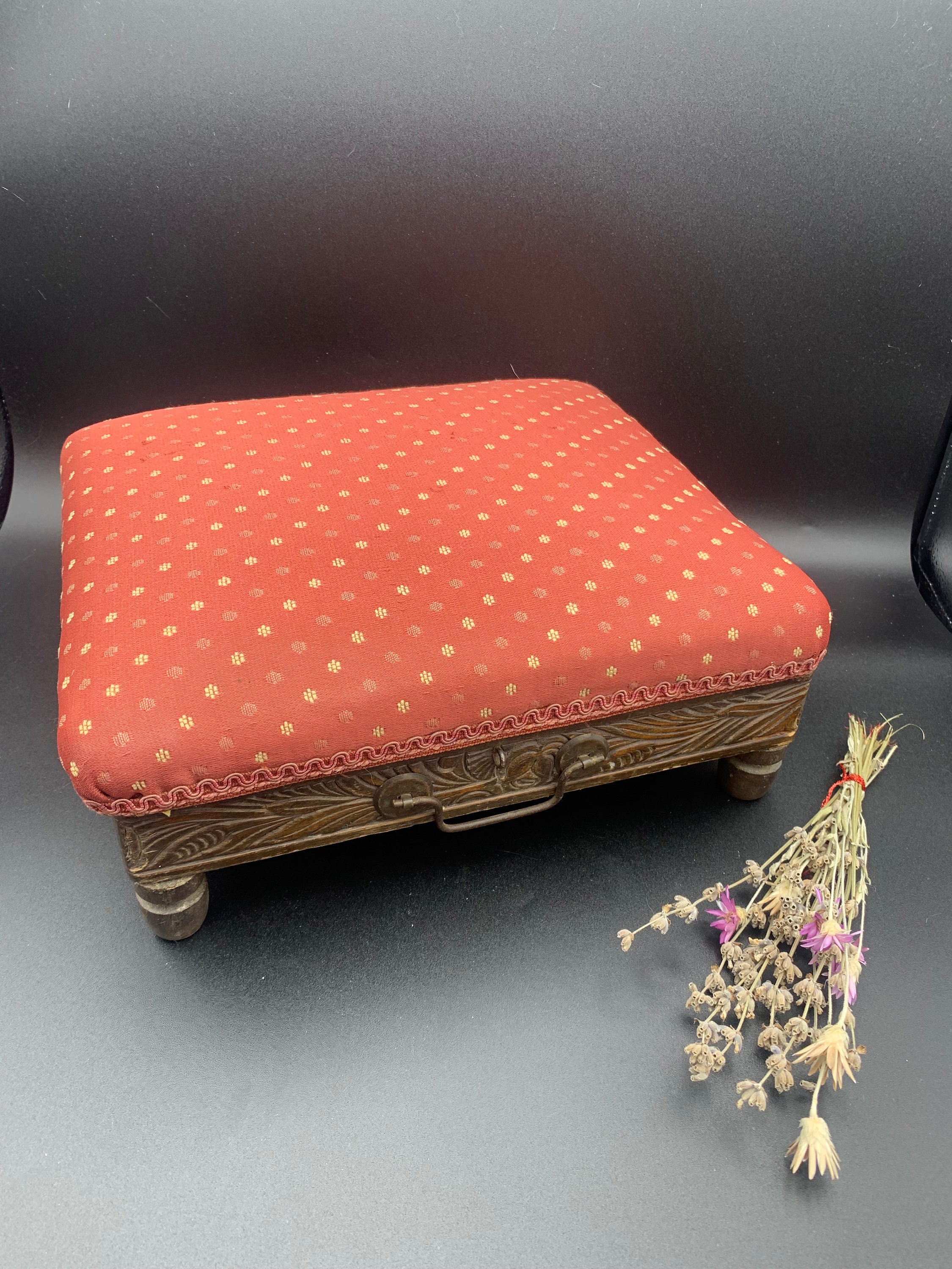 Petite Ancienne Repose-Pieds Fin 19 Me Sous Le Bureau Footstool