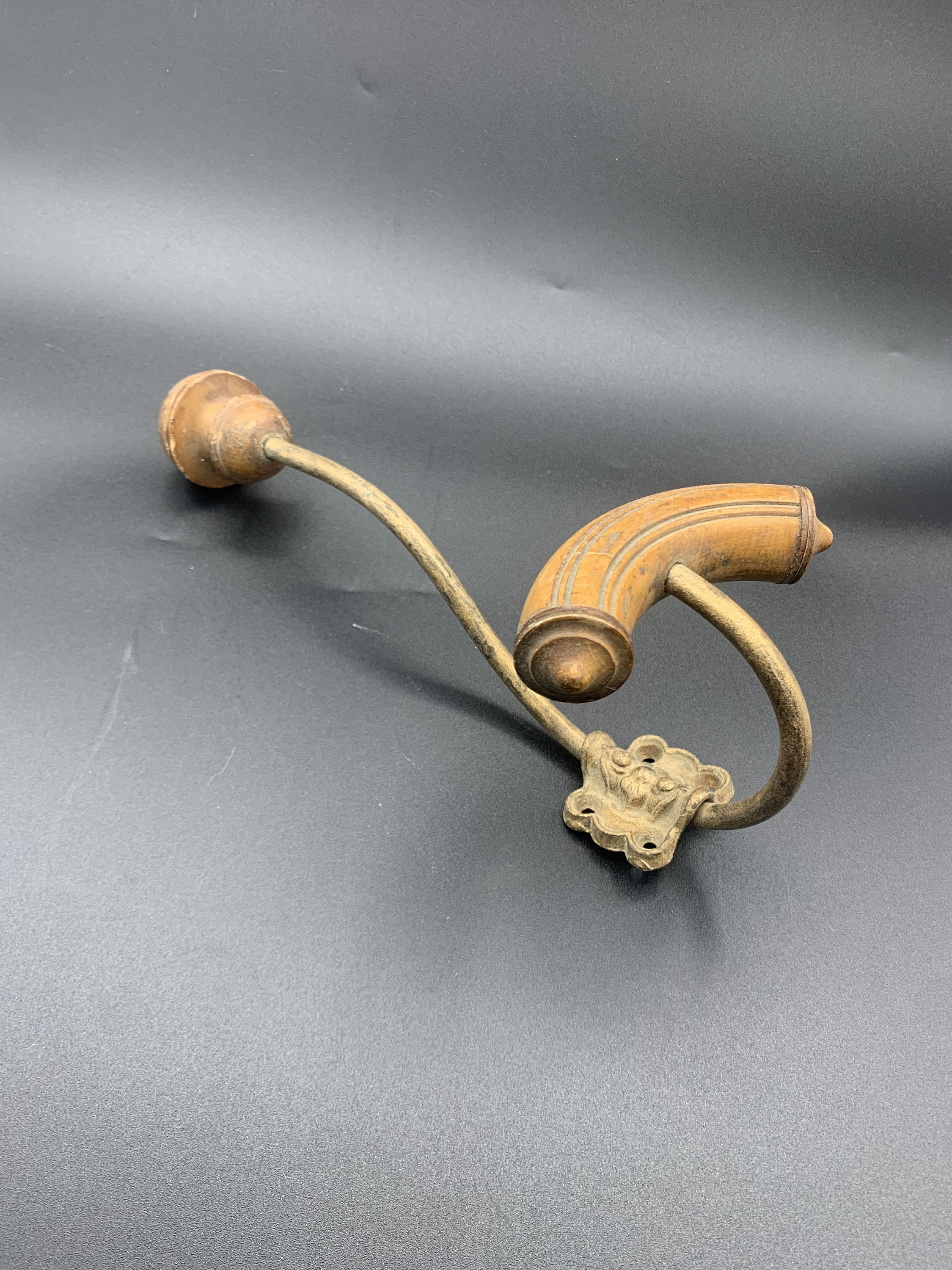 Old wall patère Art Deco coat rack in brass and wood Bistro Etsy