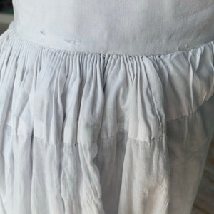 Handmade French antique white cotton skirt with lace hem size S/M. image 6