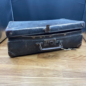 Vintage retro suitcase from the 40s. Storage, boho decor. Cardboard suitcase, Briefcase, Storage box, Luggage suitcase, Bedside table.