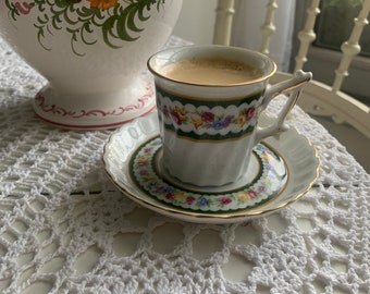 Antique Rheinpfalz Hartporzellan Germany White Porcelain Coffee cup with a saucer.