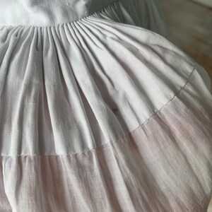 Handmade French antique white cotton skirt with lace hem size S/M. image 8