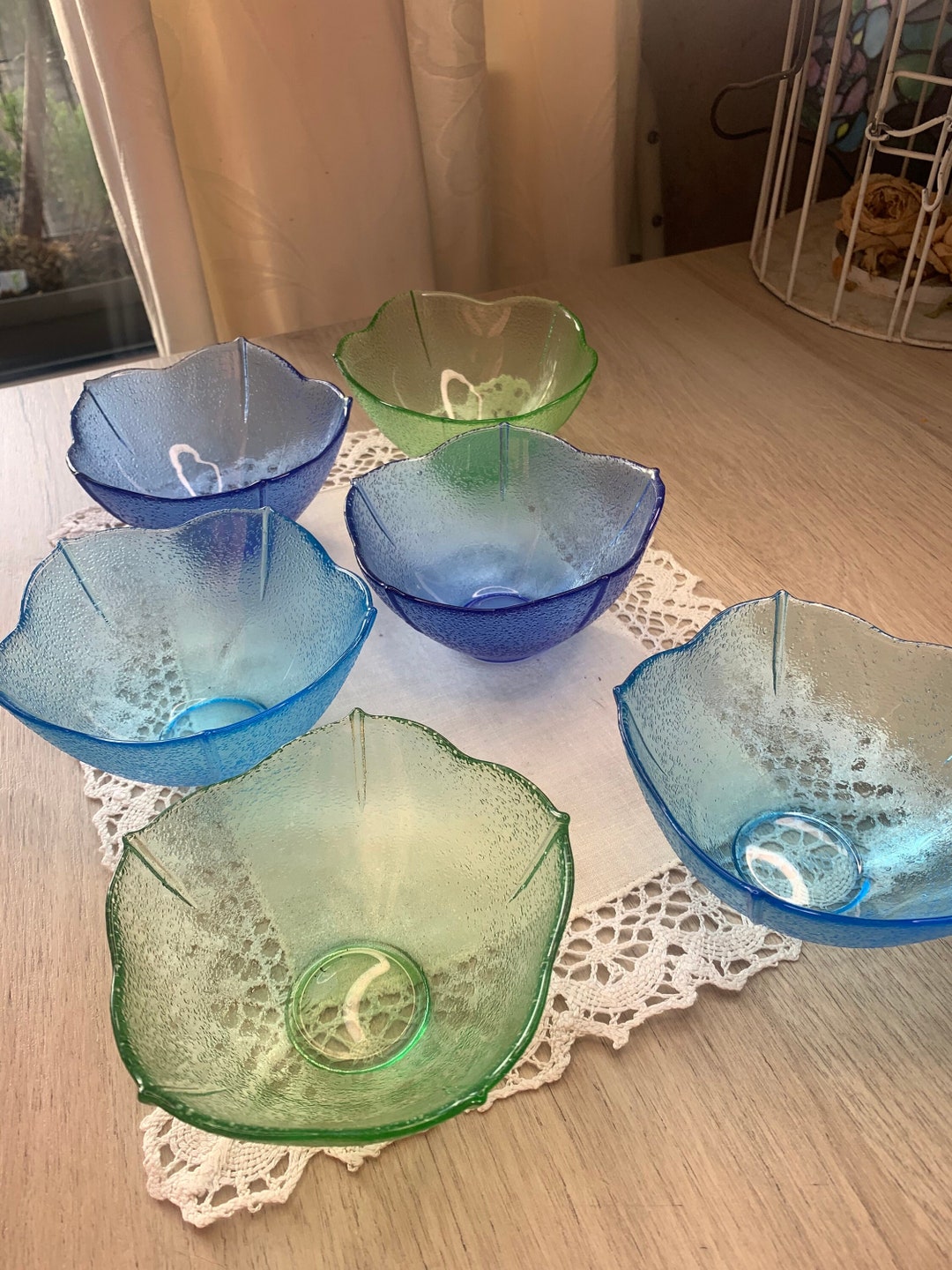 Set of 6 Vintage Colored Glass Dishes/bowls. Kitchen Decor. Etsy