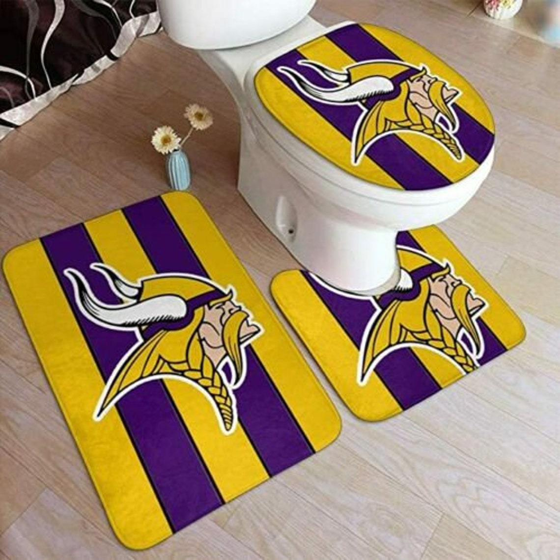 NFL Minnesota Vikings 3PCS Bathroom NonSlip Bath Mat Toilet Etsy