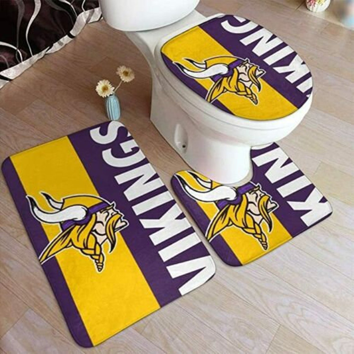 NFL Minnesota Vikings 3PCS Bathroom NonSlip Bath Mat Toilet Etsy