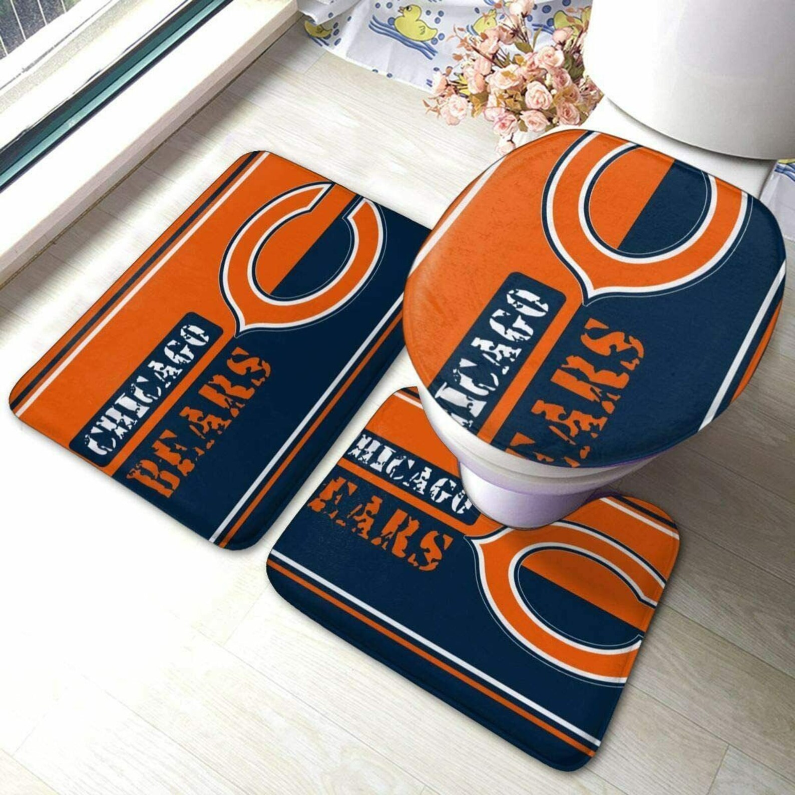 NFL Chicago Bears 3PCS Bathroom NonSlip Bath Mat Toilet Cover Etsy