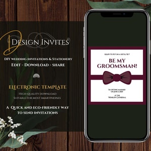 Be My Groomsman - cartão de padrinho elegante com laço marrom