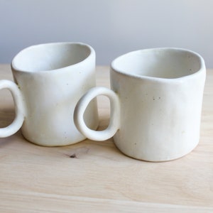 White Coffee Mug, Speckled Mug, Coffee Mug, Coffee, Tea, Hand Shaped, Oatmeal Glaze, Ceramic, Ceramic Mug, Handmade Mug, Cup, Pottery