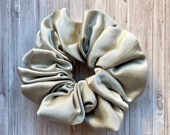 XL Beige Linen Hair Scrunchie