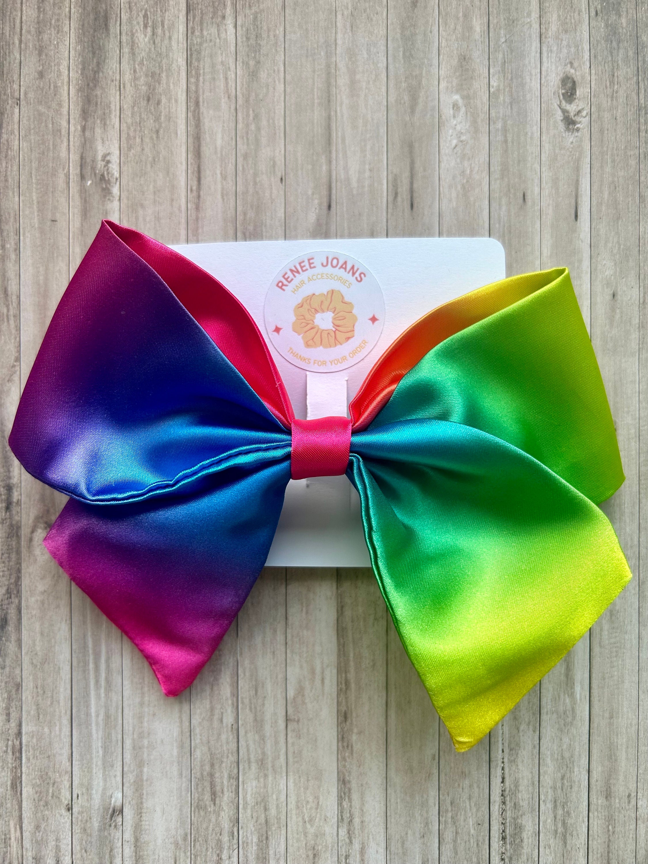 Ombre Rainbow Satin Oversized Sailor Hair Bow Clip - Etsy