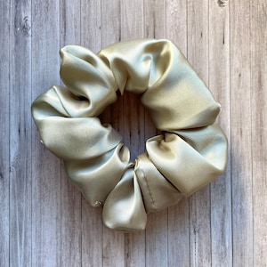 Latte Beige Satin Hair Scrunchie