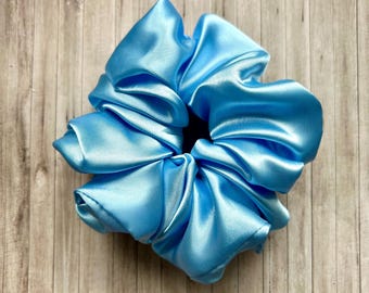 XL Pale Blue Satin Hair Scrunchie