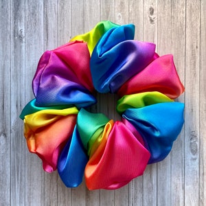 XL Giant Rainbow Satin Hair Scunchie