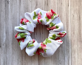 Strawberry Cotton Hair Scrunchie: Summer Hair Accessory