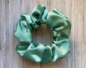 Sage Green Dupion Satin Hair Scrunchie