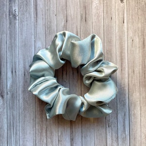 Silver Satin Hair Scrunchie