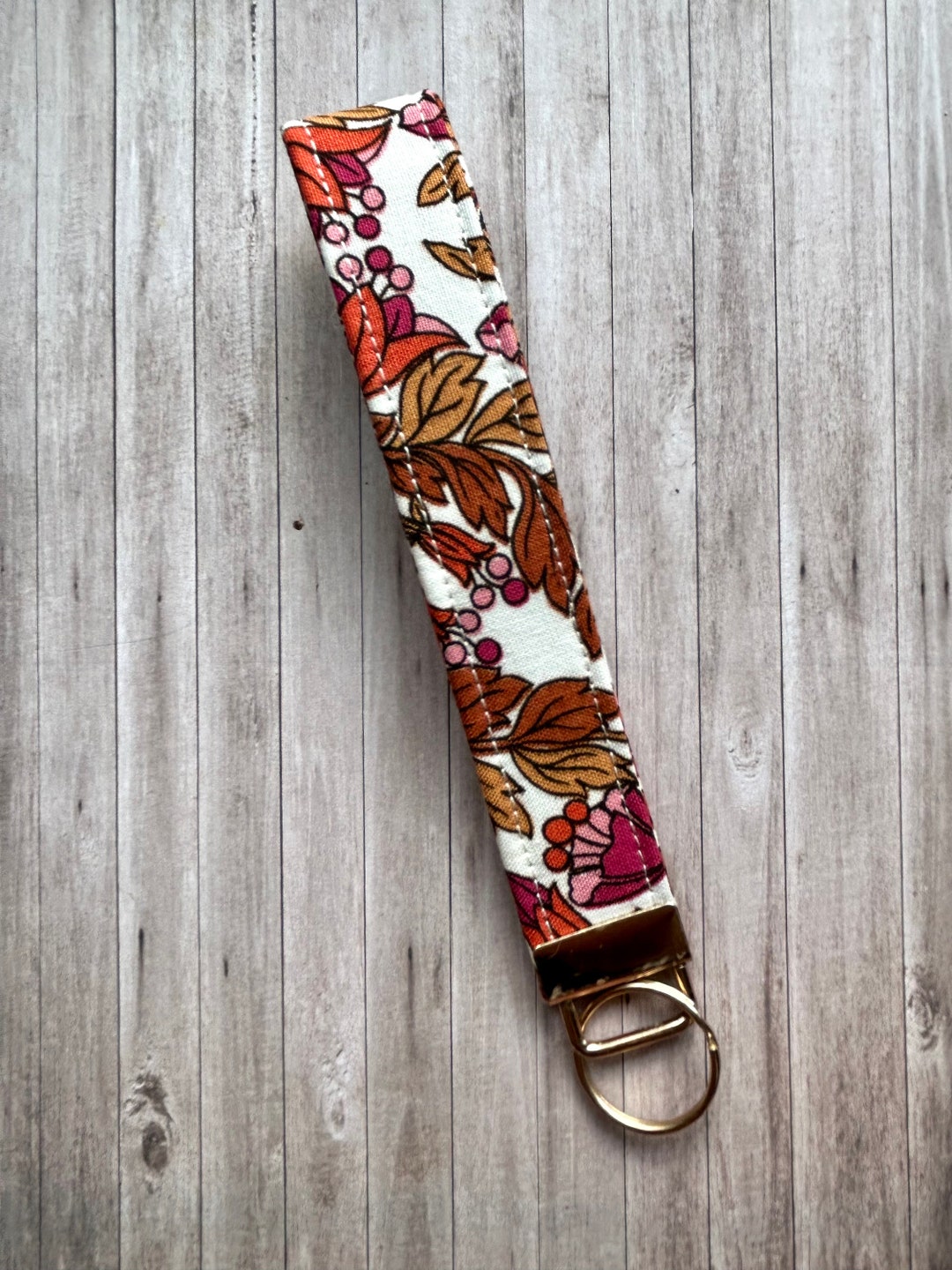 Retro 1970’s Floral Fabric Key Fob Wristlet Keychain - Etsy
