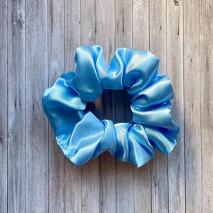 Pale Blue Satin Hair Scrunchie