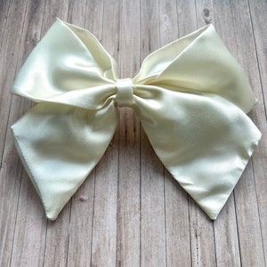 Ivory Satin Oversized Sailor Hair Bow Clip - Wedding Hair Accessories