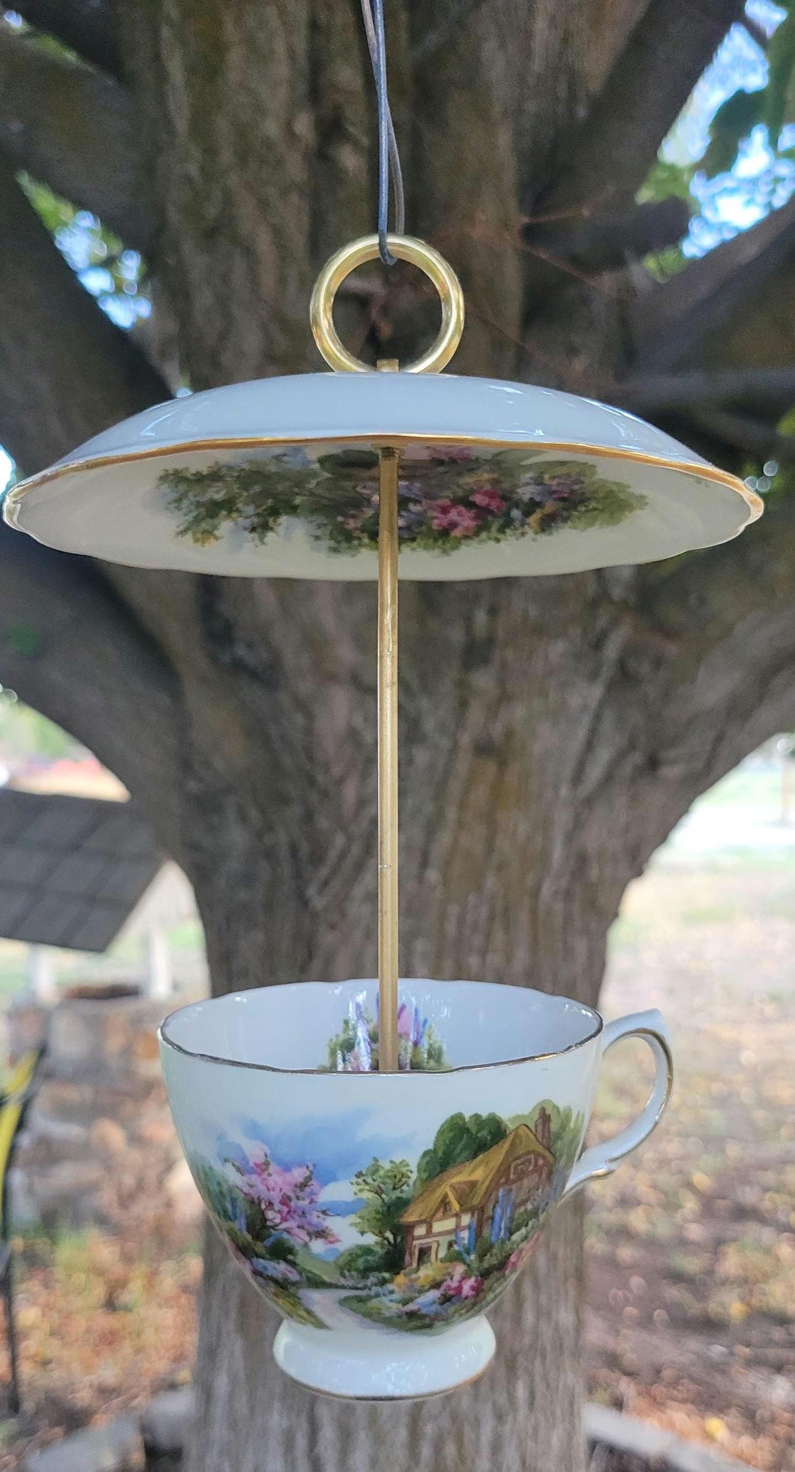 Antique Tea Cup Bird Feeder - Etsy