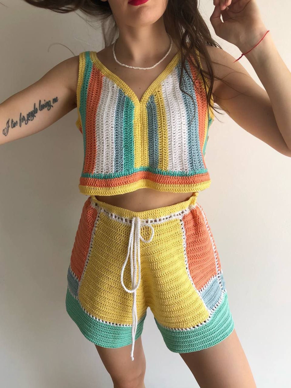 Oversized knitted color shorts pattern in PDF format Summer Etsy
